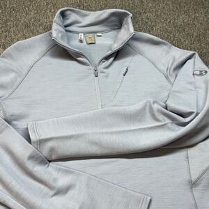 Icebreaker GT 220 Go Tiger Mens L Merino Wool 1/4 Zip Base Layer Grey Pullover